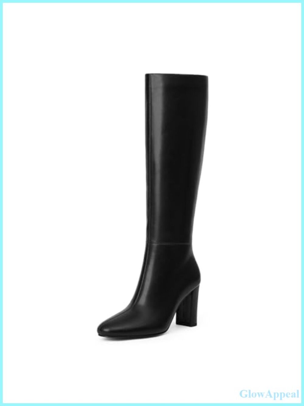 PU Leather Chunky Heel Knee High Boots Rounded Toe Tall Boots Women